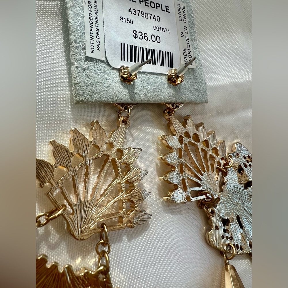 Free People Gold and Green Chandelier Earrings - Picture 8 of 16